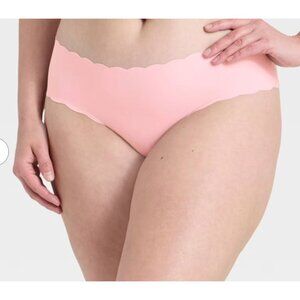 NWT Auden Invisible Edge No-Show Cheeky Underwear XL Blush Pink Scalloped Edges